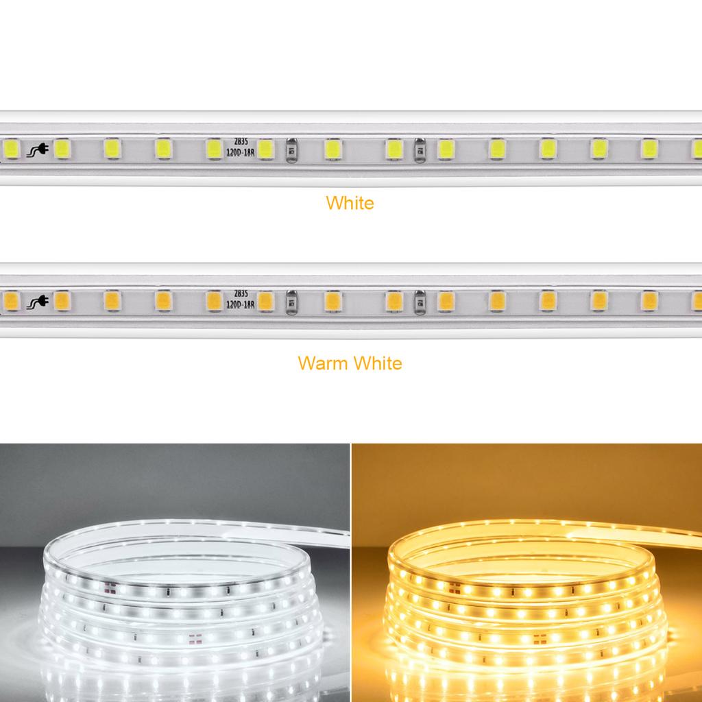 Светодиодная лента 220 В, 2835 SMD, водонепроницаемая светодиодная диодная лента, вилка европейского стандарта, 120 светодиодов/м, 1-10 м, гирлянда «сделай сам», подсветка, лампа для кухонного шкафа