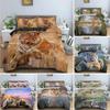 Пододеяльник с тигром King Size Wild Theme Комплект постельного белья Animal Pattern Пододеяльник Animal Theme Sunset Polyester Quilt Cover