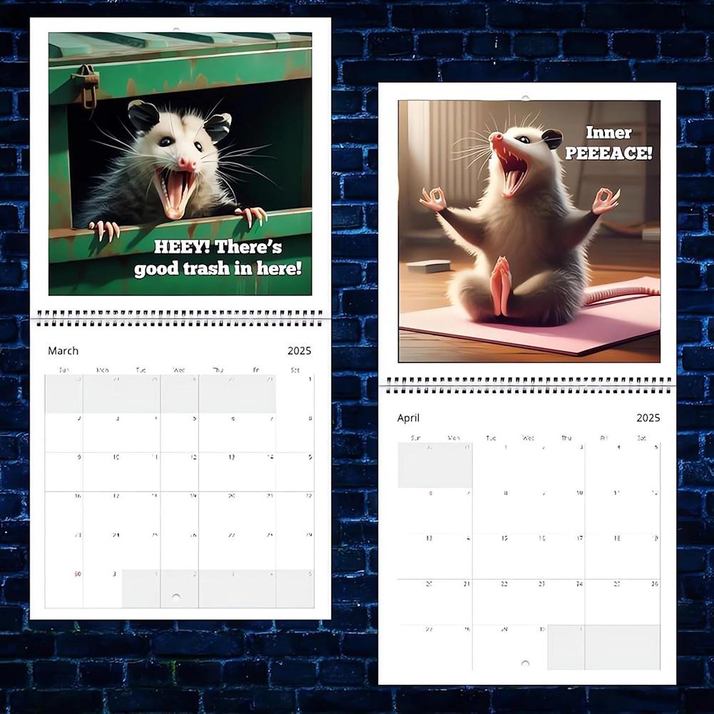 2026 Screaming Opossum Calendar New Monthly Planner Funny Opossum Picture Home Ornaments Novelty Year 12 Month Schedule