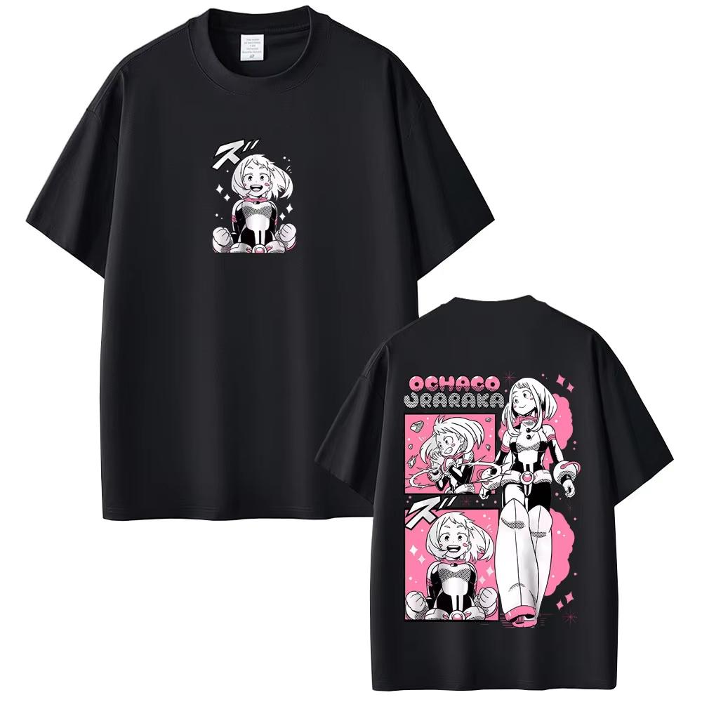 Anime My Hero Academia Print TShirt Cartoon Ochaco Uraraka Graphic T Shirts Unisex Women Clothing Cute Kawaii pure cotton Tshirts