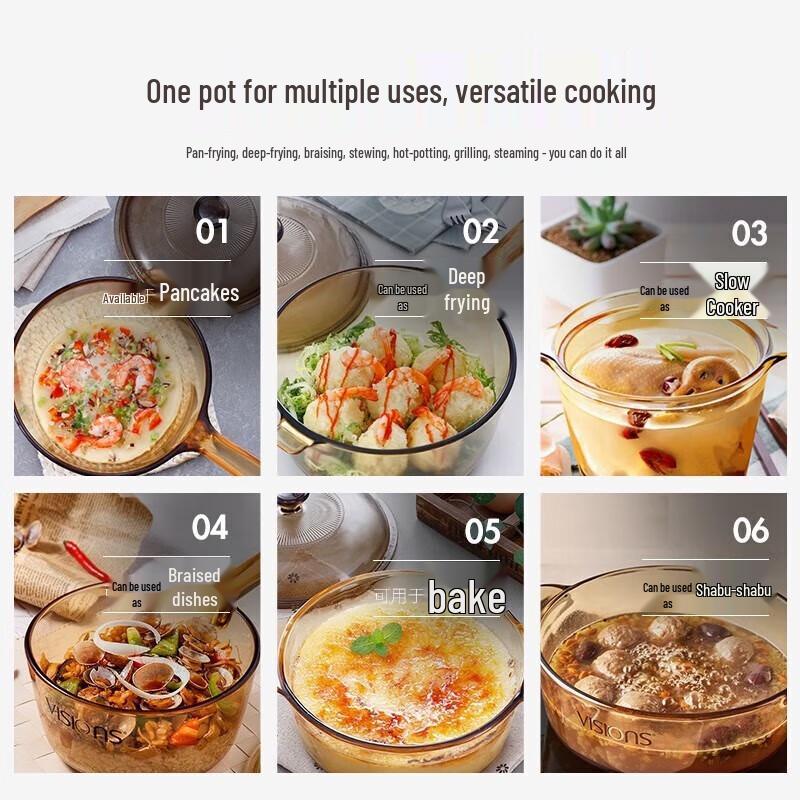 Corning VISIONS High-Temperature Amber Glass Soup Pot with Steamer