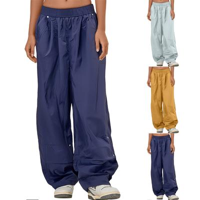Женские брюки с высокой посадкой, ниспадающие, быстросохнущие, с широкими штанинами, однотонные, повседневные