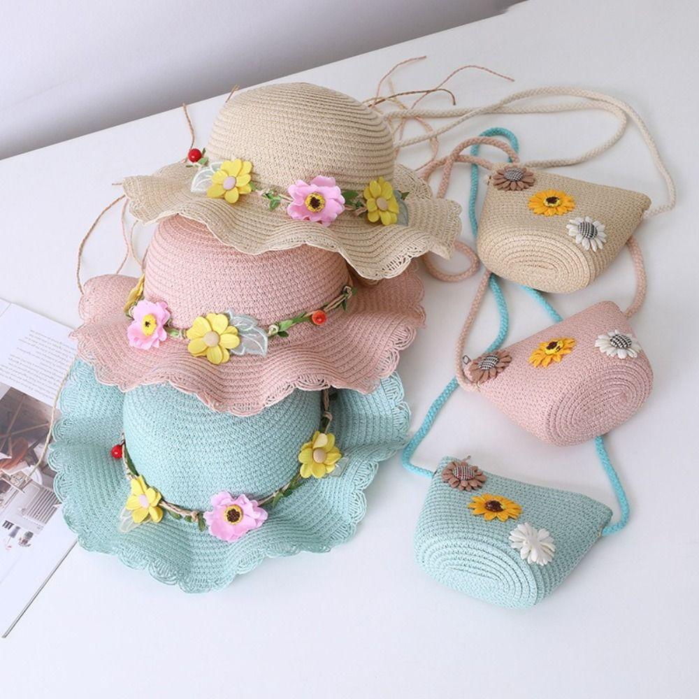 Cute Kids Sun Hat 2-8 Years Straw Hat Fashion Girls Sun Hat Beach