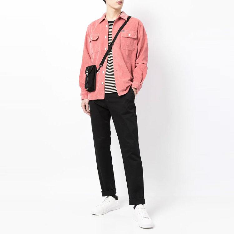 Polo Ralph Lauren Однотонная вельветовая рубашка с длинным рукавом и нагрудным карманом Мужские рубашки розового цвета 710849853-001