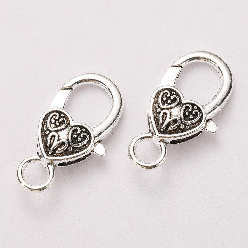 10 шт./лот 27 мм застежка-лобстер крючки сердце брелок застежки браслет-цепочка аксессуар для изготовления ювелирных изделий компоненты