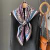 Geometric Spring   Autumn and Summer Universal Sun Protection Large Scarf Scarf Scarf Scalp Imitation Silk Double-sided Printing New Square Scarf