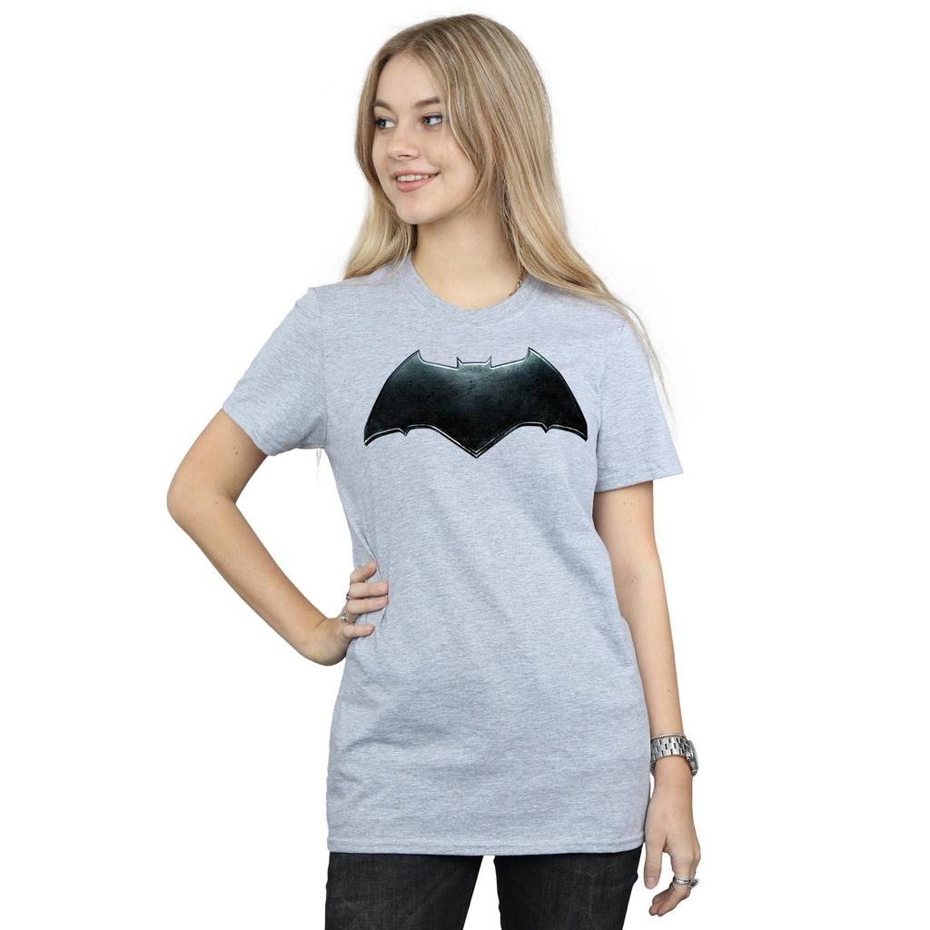 DC Comics Womens/Ladies Justice League Movie Batman Emblem Cotton Boyfriend T-Shirt