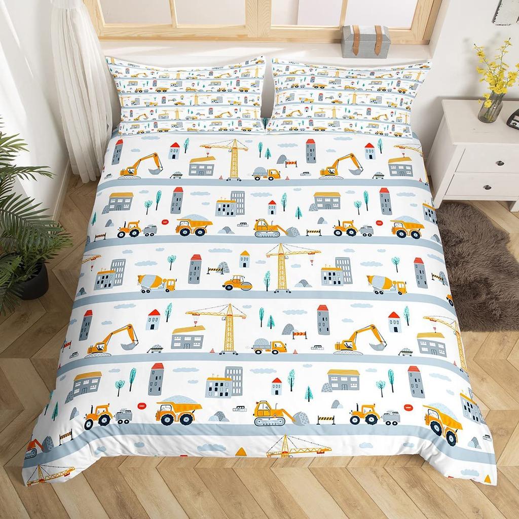 Excavator Tractor Duvet Set Cartoon Truck Bedding Set