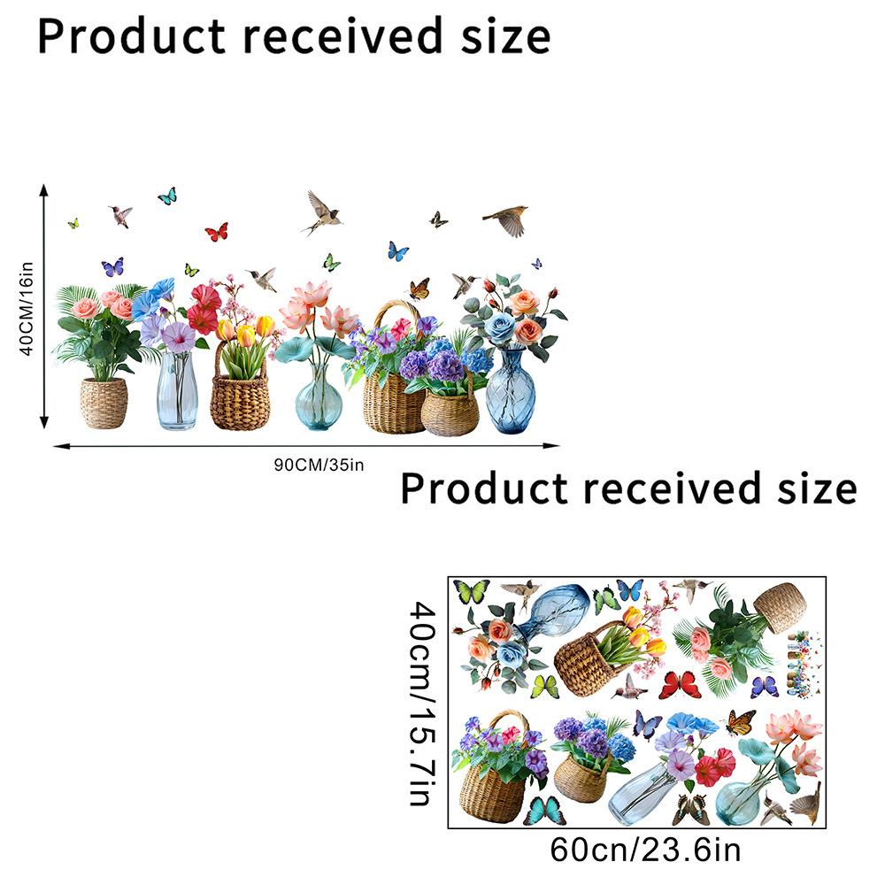 Двусторонняя красочная наклейка на стену с изображением бабочек и цветов, электростатическая паста, паста для оконного стекла, видимая декоративная наклейка на стену