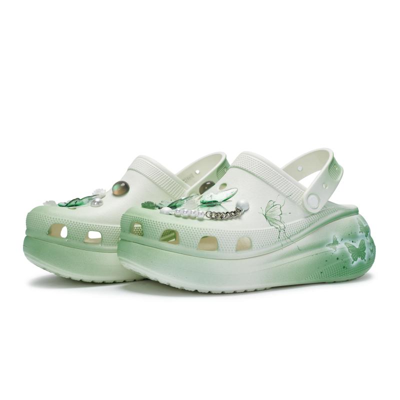 Crocs Crush Clog 811 из Xiaodie Zangchun Freshness Туфли с отверстиями-бабочками Унисекс Одинаковые зеленые и белые