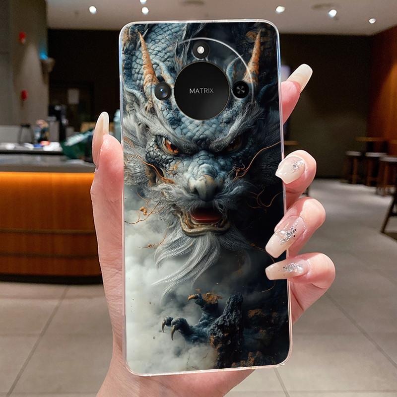 Чехол для Honor X9c Smart 5G Роскошный Дракон Милый Крутой Чехол для Телефона Мальчиков Девочек Задняя Крышка Honor X9cSmart Прозрачный Мягкий TPU Чехол