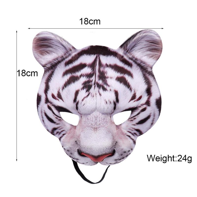 Halloween Tiger Half Face Mask Realistic Animal Facial Mask For Cosplay Masquerade Party Festival