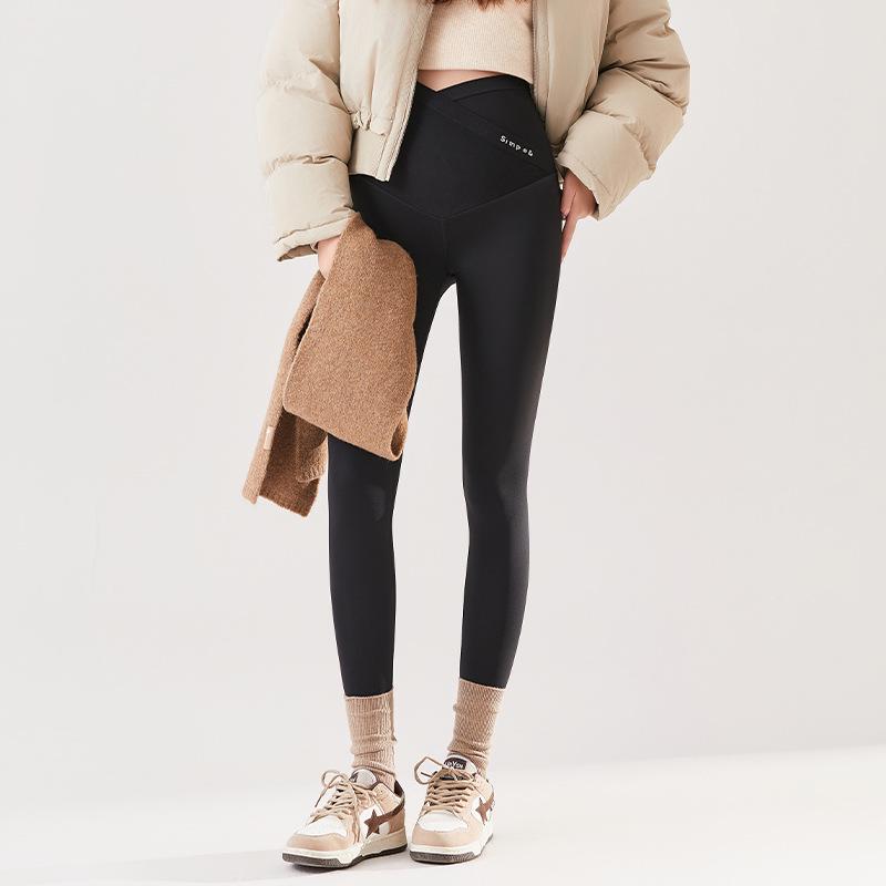 Брюки для йоги для беременных с высокой талией и флисовой подкладкой с поддержкой живота