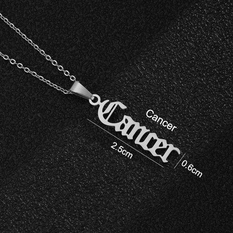 Twelve Constellation Stainless Steel English Letter Necklace - Unisex Titanium Pendant Chain