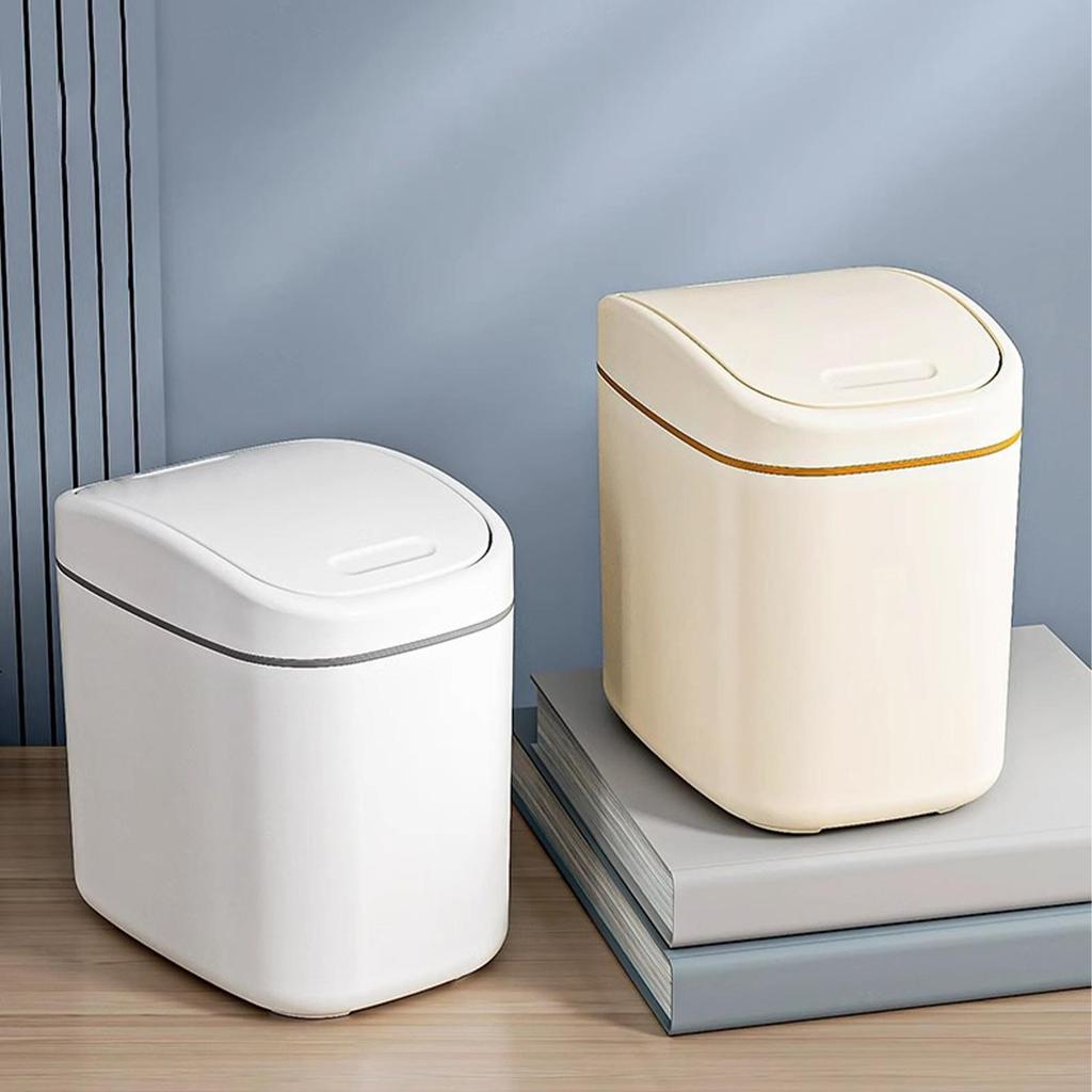 Mini Desktop Trash Can Dispenser with Lid Cylindrical Tabletop Waste Bin Easy To Clean Screw-Off Cap for Office and Coffee Bar
