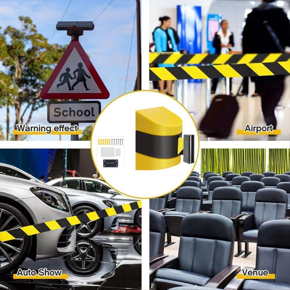 Telescopic Belt Wall Mount Caution Belt Yellow Black Striped Safety Cordon Crowd Control
