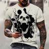 Мужская 3D-печатная футболка с ярким принтом в виде черепа, с коротким рукавом, с круглым вырезом, повседневный топ