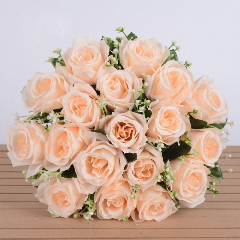 18 Head Real Happy Flower Natural Simulated Rose High Quality Dry Rose Flowers Home Decorative