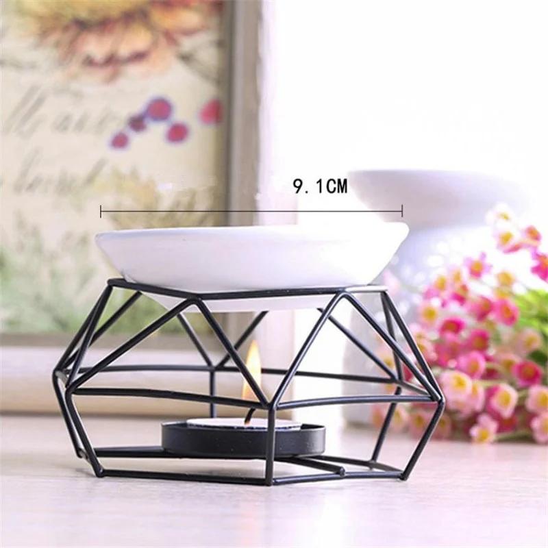 Скандинавский подсвечник для ароматерапии, керамическая масляная лампа, основание из нержавеющей стали, арома-горелка, украшение для дома, орнамент, подарок для медитации