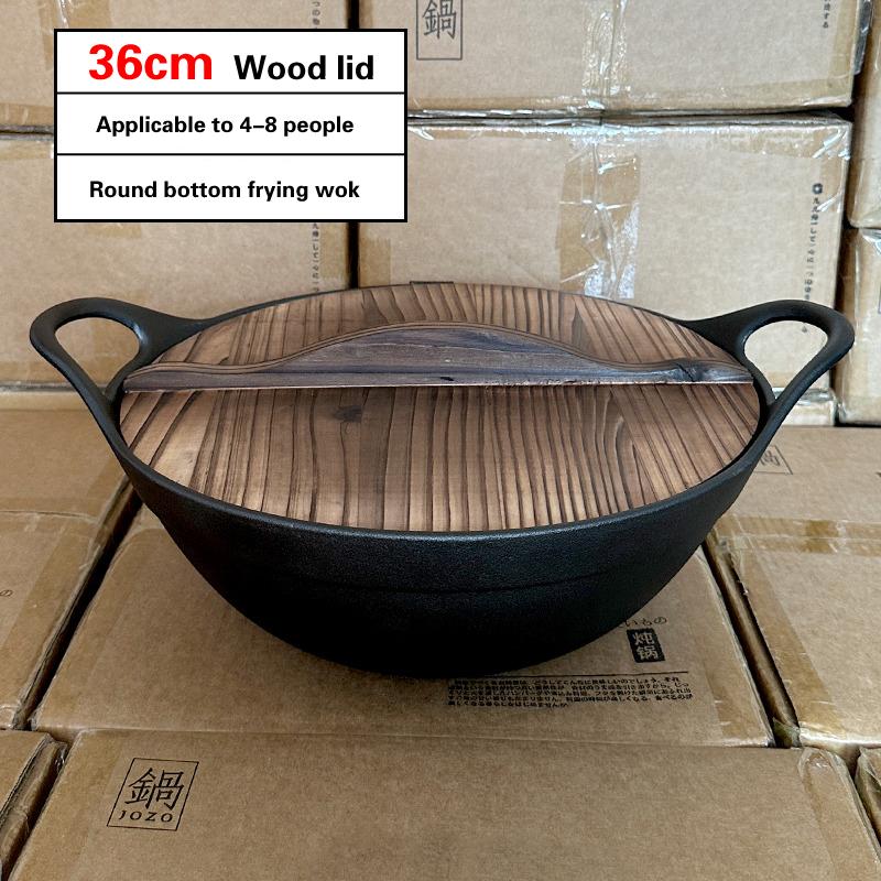 Сковорода Чугунная кастрюля Бытовая большая кастрюля Deepen Old Style Double Ear Бытовая фритюрница Wok 40 см большая чугунная кастрюля