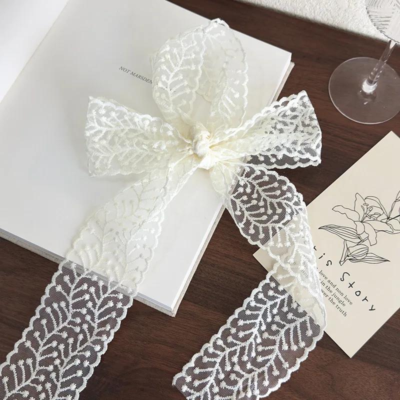 Retro Lace Long Strip Silk Scarf Headband Hair Ring Hair Rope Womans Tied Hair Turban Ribbon Lady Headdress Multifunctional Belt