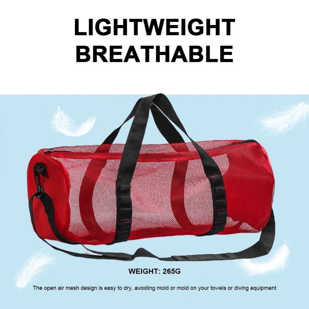 Adjust Shoulder Strap Mesh Travel Duffle Foldable Dive Gear Pouch Mesh Dive Bag Beach Activities