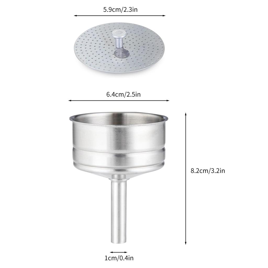Easyworkz Stainless Steel Moka Pot Funnel Replacement Reducer Set for Espresso Makers, 6 Cups