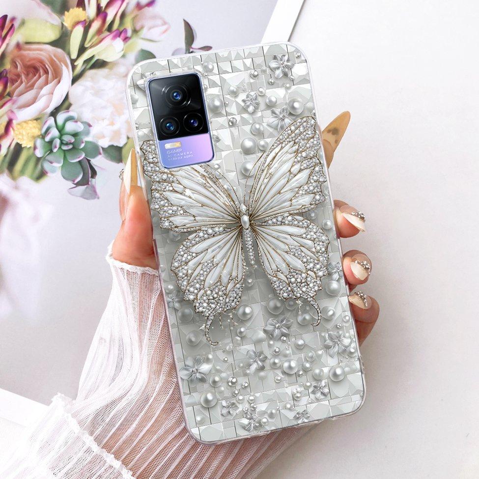 Clear For Vivo V21e 4G V2061 Cover For Vivo Y73 Case Cute Fashion Butterfly Funny Painted Casing V2146 V2212 V2168 V2059