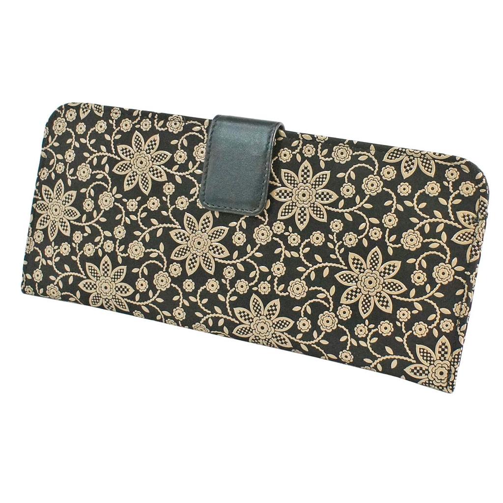 Inden Набор длинных кошельков L Тонкая оленья кожа Черный x Белый лак Узор «Клематис» [Indenya] 2107-11-169