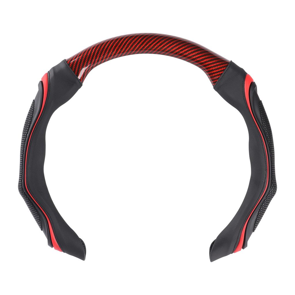 PU Leather Car Steering Wheel Cover Card Type Half Turn Breathable Hole Anti-Slip Off-Road Handle Cover Car Interior Decoration