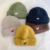 Новая осенне-зимняя утолщенная детская вязаная шапка с прорезями в виде сердечек для мальчиков и девочек, теплая шапка-капюшон для защиты ушей для малышей