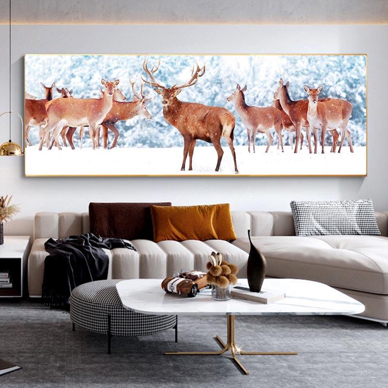 Олень в лесу постеры и принты закат пейзаж настенное искусство животные холст картины фотографии гостиная домашний декор без рамки