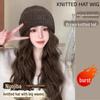 Женская модная вязаная шапка-парик со съемными вьющимися волосами на осень/зиму