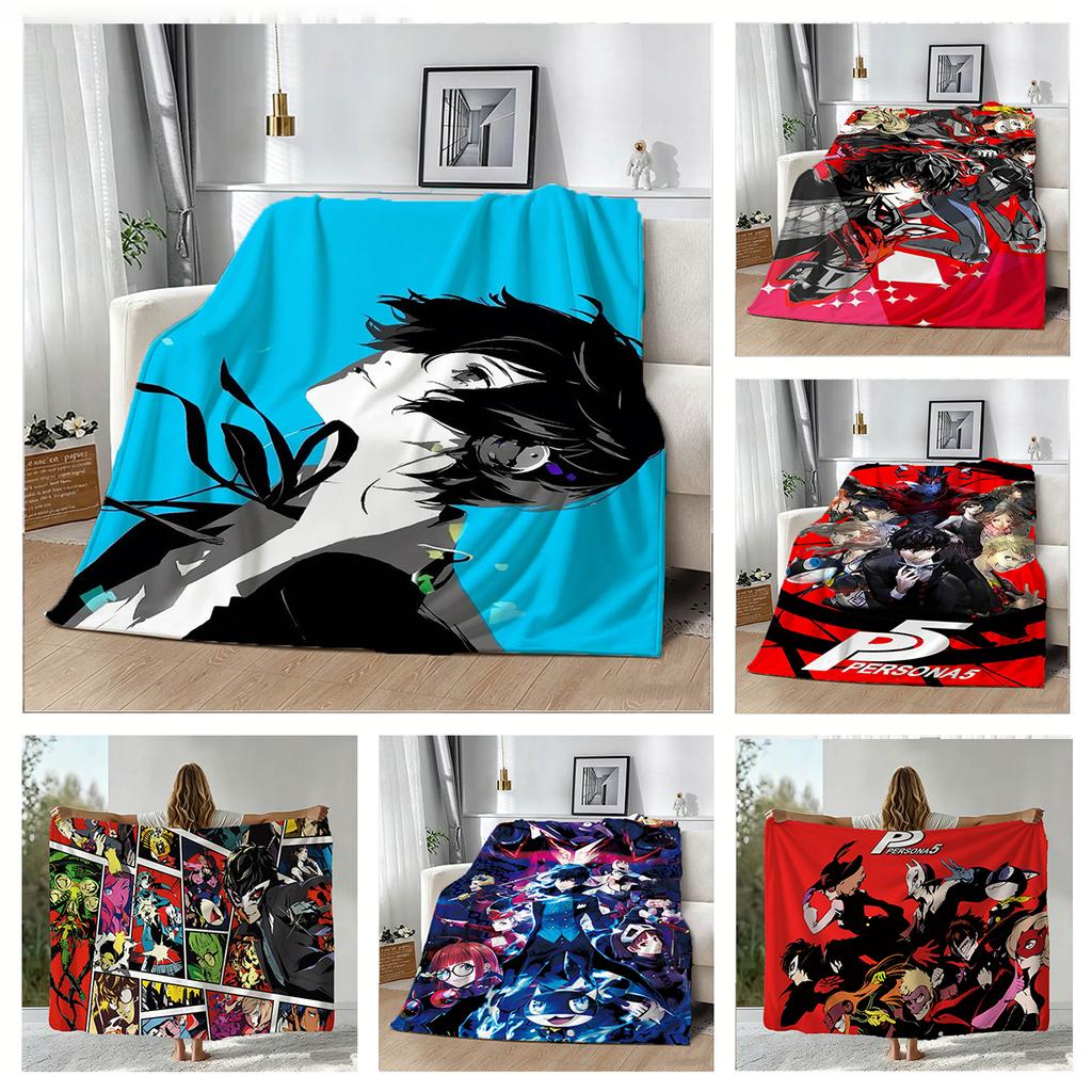 Game P-Persona-a 3 4 5 Royal Anima 3D Flannel Blanket Soft Throw Blanket Art For Home Decor Bedroom Bed Sofa Picnic Fans Gift