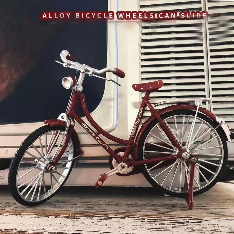 1:10 Моделей Сплав Ретро Розовый Велосипед Литье под Давлением Декоративная Модель Металлическая Игрушка Велосипед Симуляция Коллекция Подарки Игрушки