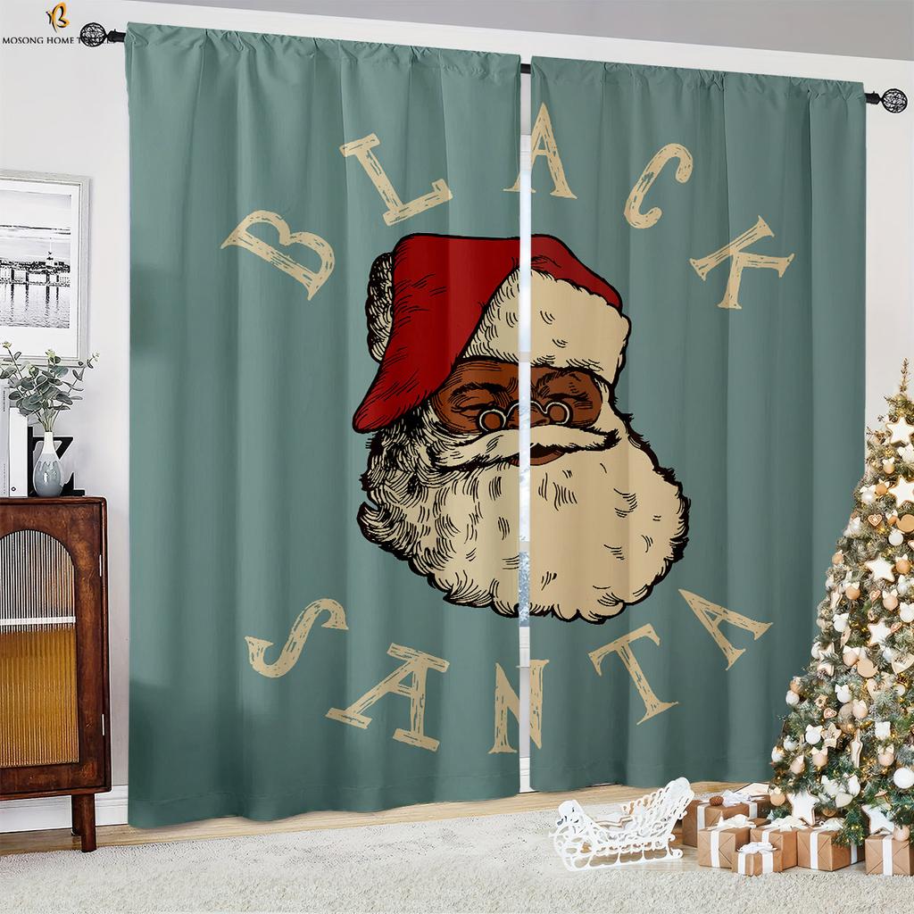 Декоративные занавески в стиле ретро-кантри на Рождество с узором из дерева для спальни, столовой, праздничной вечеринки, 2 шт.