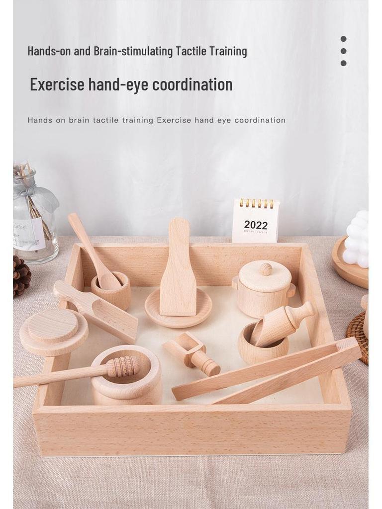 Набор для чаепития из бука для детей - Имитационная игра и сенсорный ящик, кухонная утварь