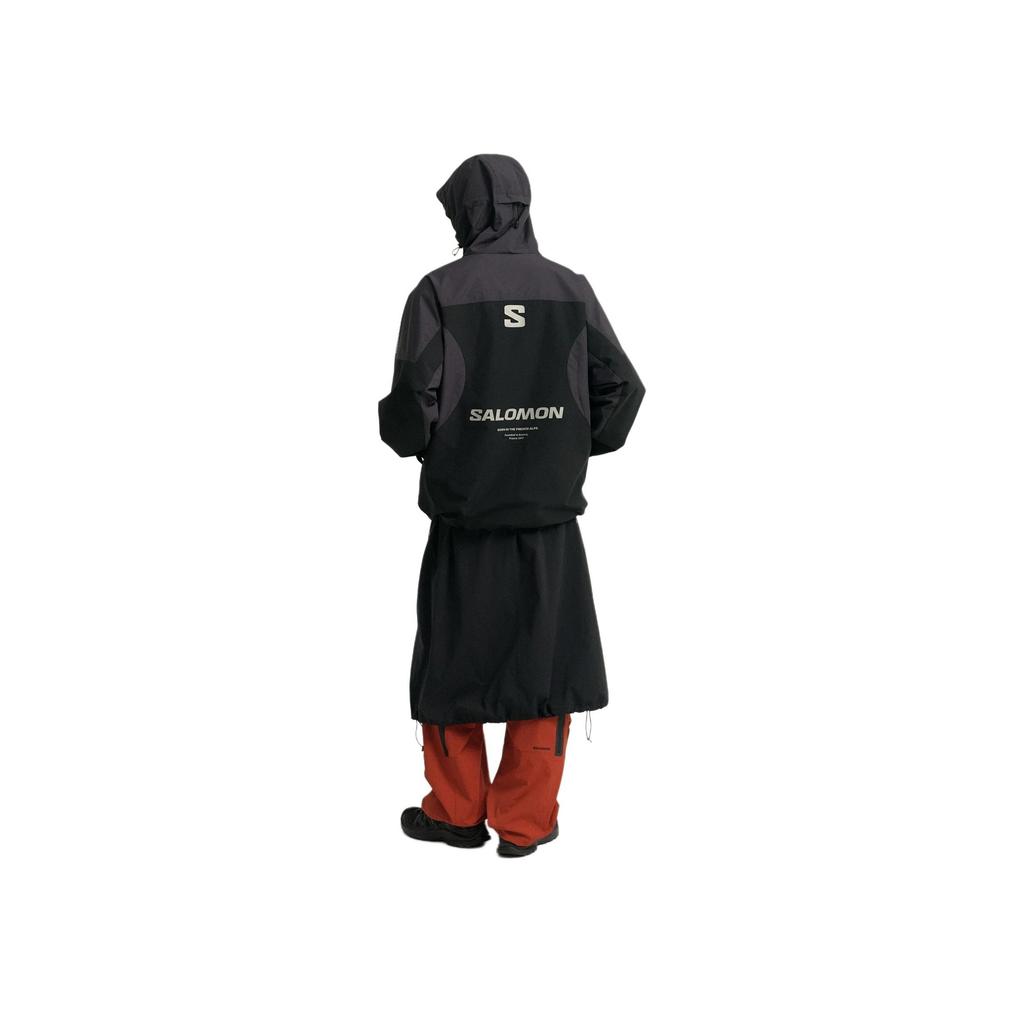 SALOMON Windstopper Gore-Tex Color Block Hooded Zip-Up Windbreaker Jacket Men Jackets Black C28024