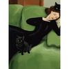 Vintage Decadent Young Woman After The Dance with Cats Poster Prints Abstract Canvas Painting Wall Art Picture for Home