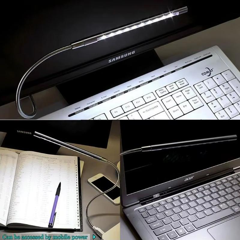 Black Metal Material LED Night Light USB Power Supply 10 LED Flexible Book Reading Light For Laptop Computer Notebook