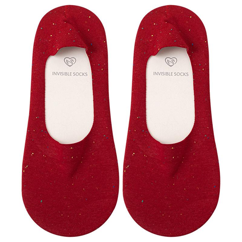 5 пар красных носков, женские короткие носки-лодочки, без протечек, с ультра-мелким носком и высоким каблуком, без следов, нескользящие, невидимые, без спадающего каблука