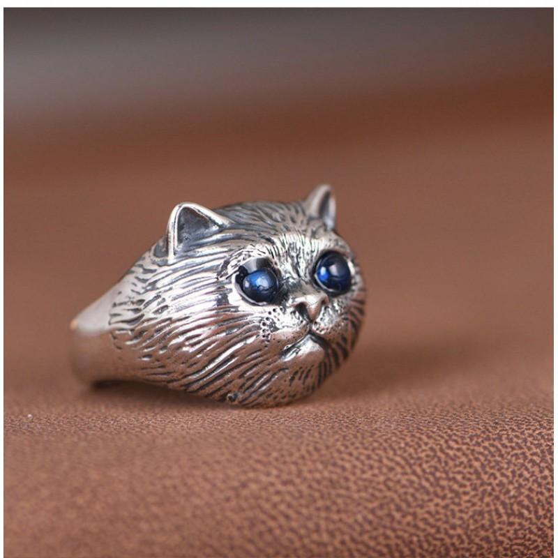 Adjustable Cat Ring Women Men Copper Open Band Vintage Animal Jewelry Minimalist Cute Feline Accessory