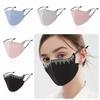 Маска для лица со стразами, моющаяся, маска для верховой езды, дышащая маска из ледяного шелка, женская