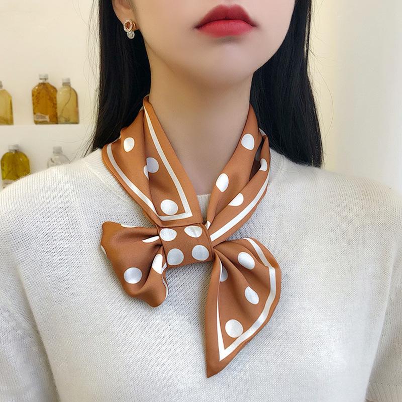 Silk Scarf Female Versatile Spring And Autumn Small Square Scarf Female Foreign Style Scarf Scarf Neck Protection Summer Scarf Silk Scarf Headband