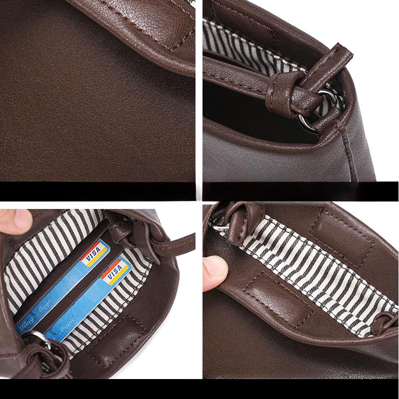 Винтажная сумка через плечо из натуральной кожи, сумка для мобильного телефона, высококлассная сумка-ведро