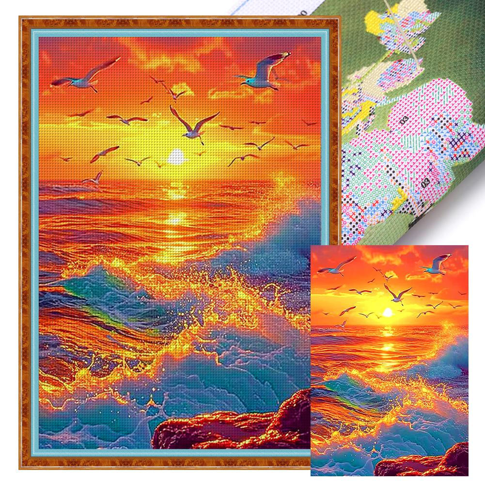 Full Embroidery Eco-cotton Thread 9CT Printed Landscape Cross Stitch Kit Art