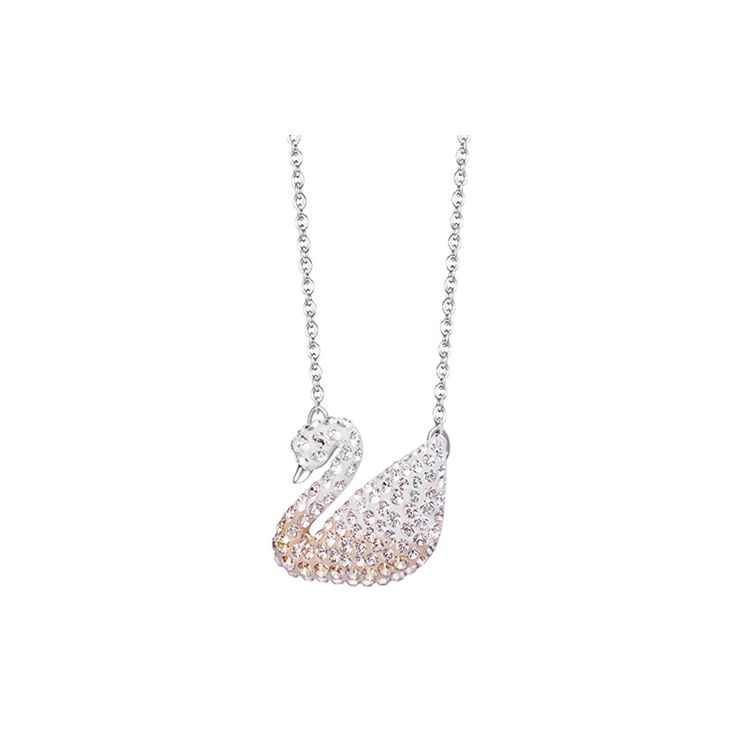 Swarovski Swan Series Pink Gradient Swan Earring Set Necklace Women jewelry 5215037+5215034