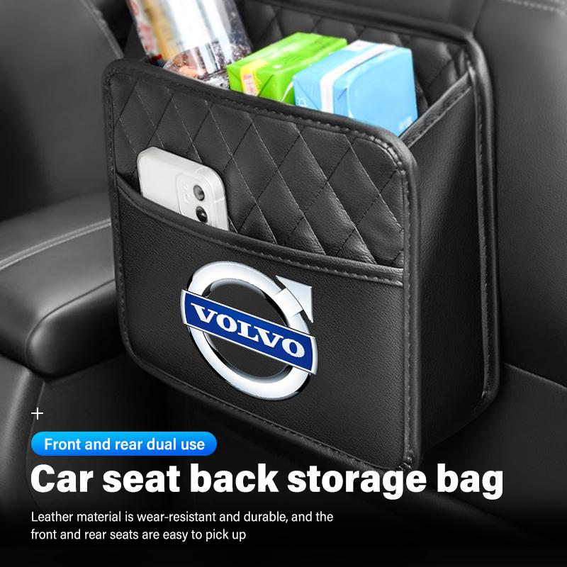 For Volvo Leather Car Seat Storage Bag Chair Back Water Cup Tissue Box V40 V60 C30 C70 S60 S80 S90 XC40 XC60 XC70 XC90 T6