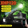 Регулируемый налобный фонарь XHP120 Портативный налобный фонарь с телескопическим зумом Перезаряжаемый фонарь для ночной рыбалки