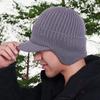 Мужская зимняя вязаная фуражка с наушниками Ветрозащитная теплая шапка-ушанка Велосипедная бейсболка на открытом воздухе Вязаная шапка газетчика с козырьком